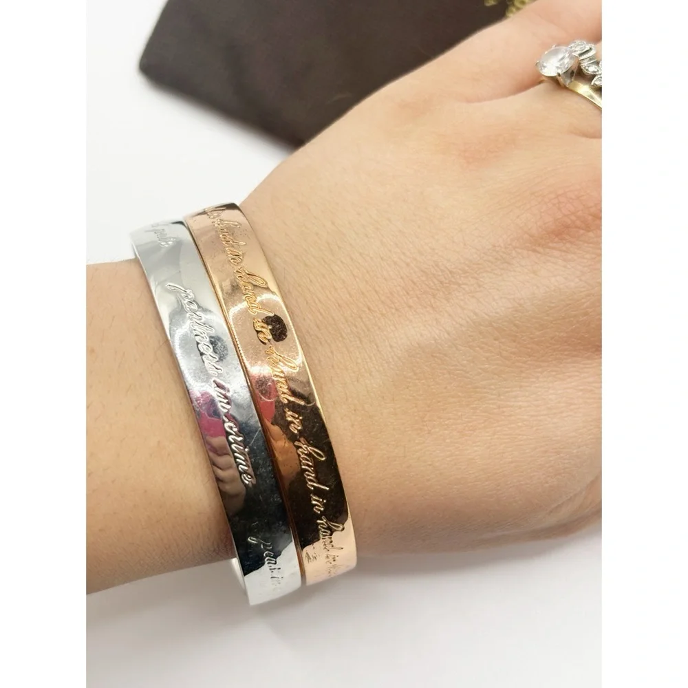 Kate Spade Idiom Bangle Set of 2 Gold and Silver Best Friends Bracelets - Picture 5 of 5